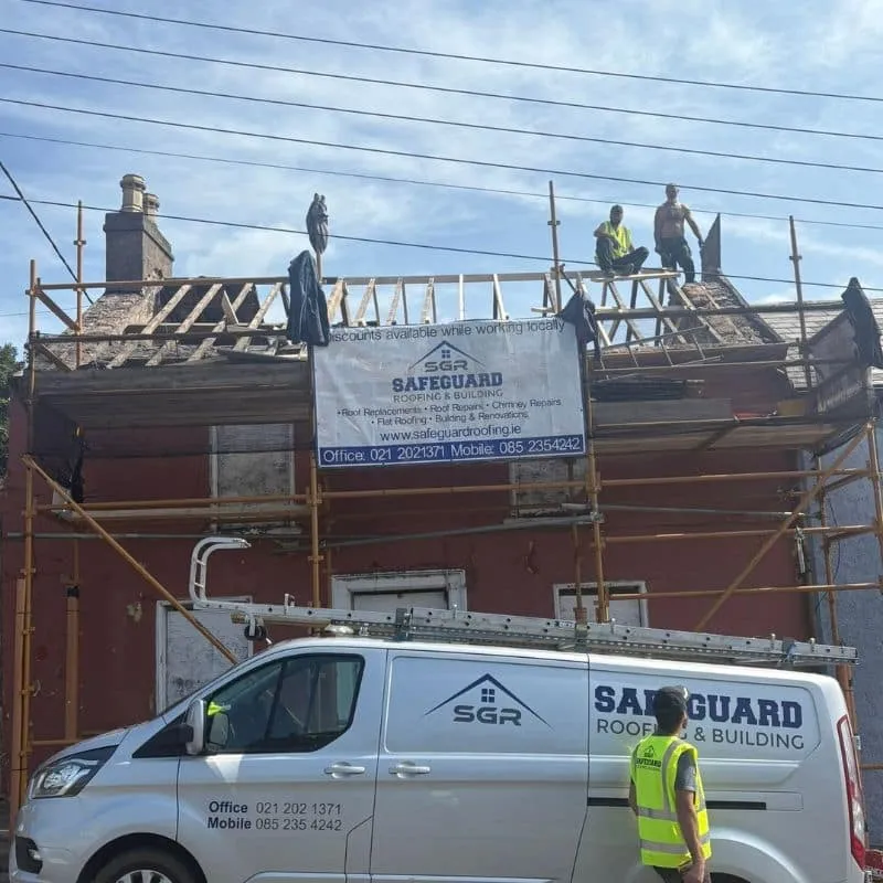 New roof structure and battens during major roof restoration project in Cork