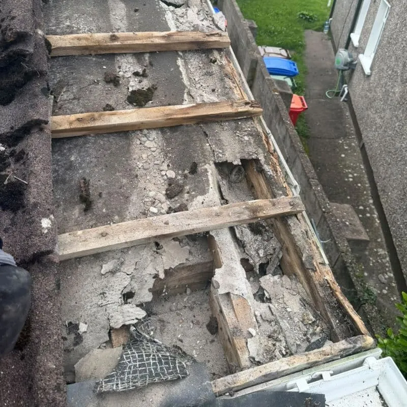 Close up of failed old roof before full roof replacement in Ballincollig Cork